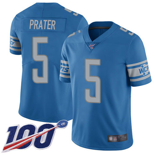 Detroit Lions Limited Blue Men Matt Prater Home Jersey NFL Football 5 100th Season Vapor Untouchable